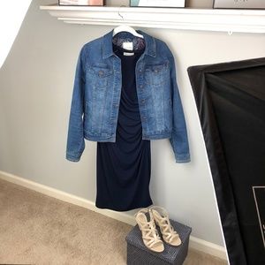 Navy faux wrap dress